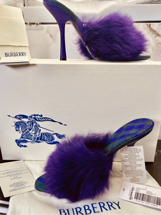 Burberry Shoes - Burberry Purple Minnie Real Fur Shearling Stiletto Mules Full Inclusion. Size 37